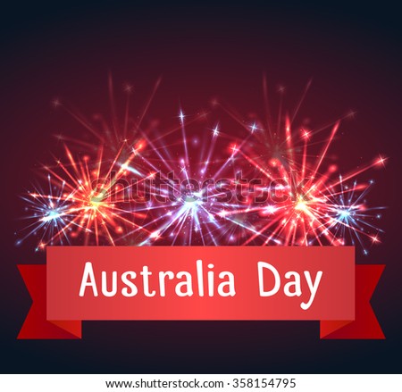 Vector card with fireworks and congratulations on Australia Day