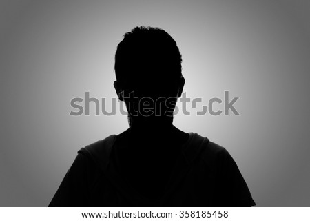 Silhouette woman portrait, concept of unknown, anonymous, unnamed etc. Royalty-Free Stock Photo #358185458