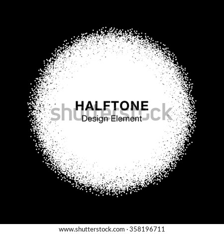 White Abstract Halftone Dots Circle. Circular Frame Background. Vector illustration 