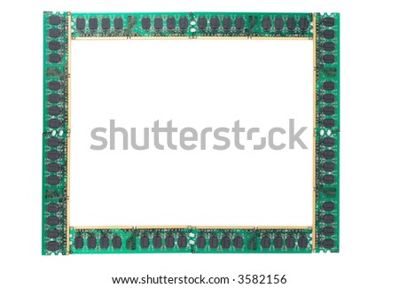 Frame made from computer hardware isolated over white background