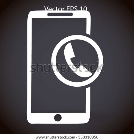 Mobile phone receives calls anywhere, anytime vector icon