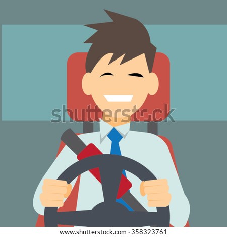 Business man driving a car,Safety driving and licensing concept-vector Royalty-Free Stock Photo #358323761