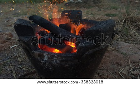 fire burn firewood on fireplace