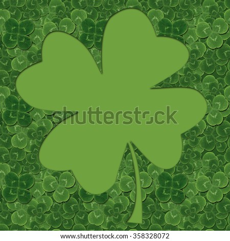Frame of clover leaves isolated on white background, top view, flat lay. St. Patrick's day holiday symbol.