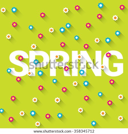 vector spring background with cute cartoon flowers