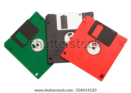 Vintage diskettes isolated on white 