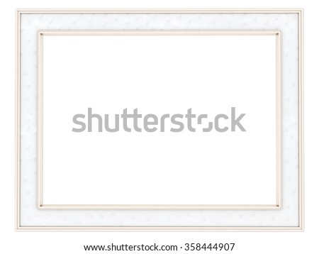 Luxury gold white leather trimmed frame border isolated on white background