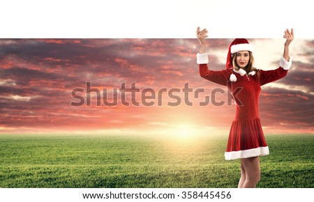Santa woman with banner