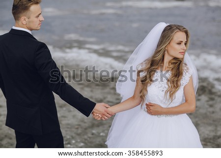 beautiful blonde couple celebrate their wedding