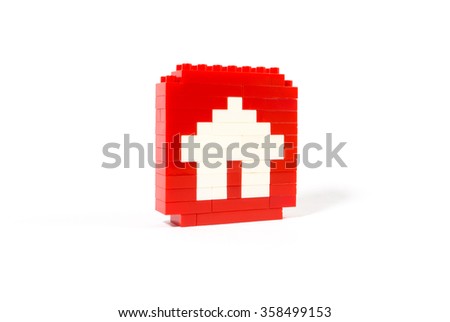 Home icon with blocks isolated on a white background
