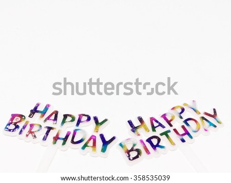 happy birthday alphabet on white background