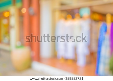 image of abstract blurred day market on street with bokeh for background usage .