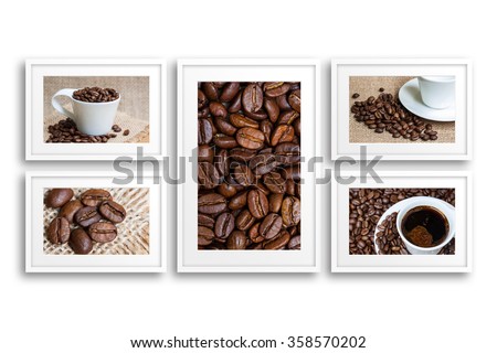 Frames collage with collection of coffee motif posters