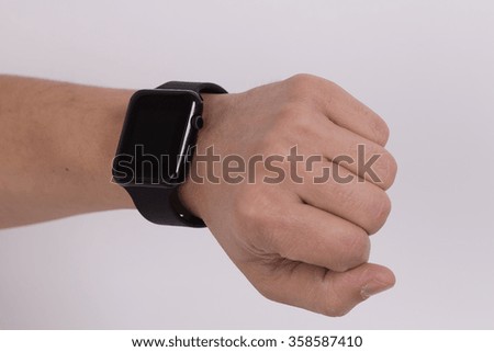 Hand Wearing Blank Screen Smartwatch