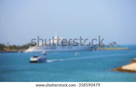 Luxury white yacht   Dubai,blurred for a background for greeting cards