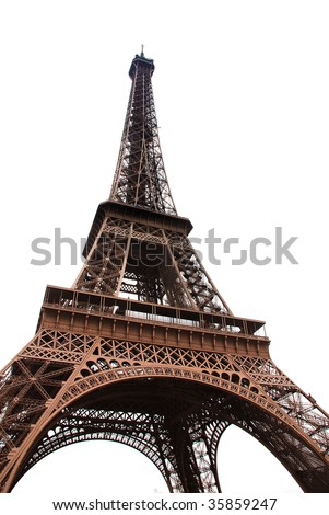 Famous Eiffel Tower of Paris isolated on white