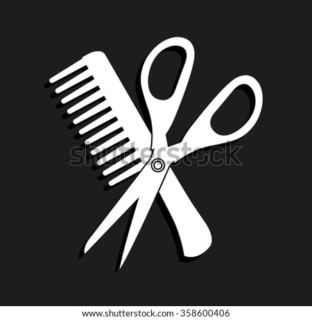 Comb and scissors -  vector icon with shadow