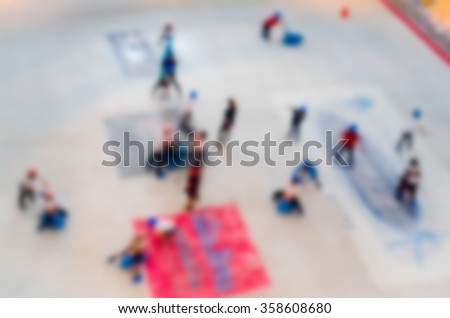 Abstract blur the childhood playing  on ice skate park.