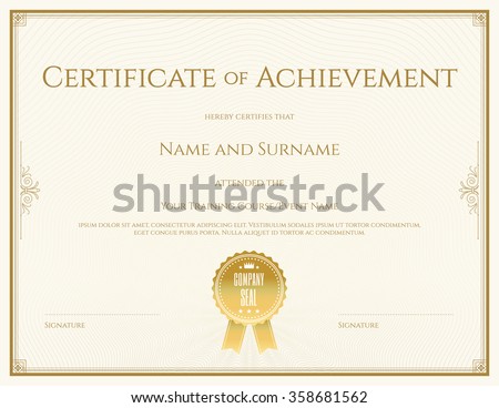 Certificate template in vector for achievement graduation completion Royalty-Free Stock Photo #358681562