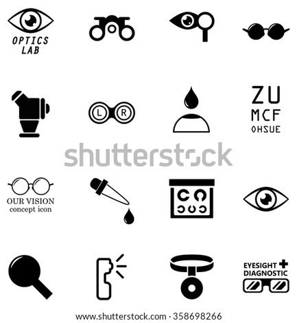 set optometry isolated icons on white background
