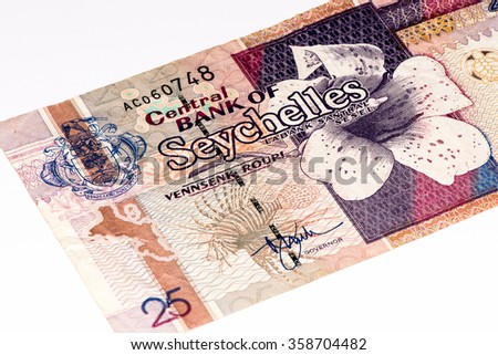 25 Seychellois rupee bank note, the national currency of Seychelles