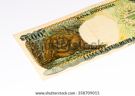 500 rupiah bank note. Rupiah is the national currency of Indonesia