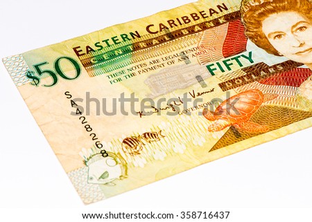 50 Eastern Caribbean dollars bank note.