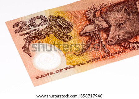 20 Papua New Guinean kina bank note. Papua New Guinean kina is the national currency