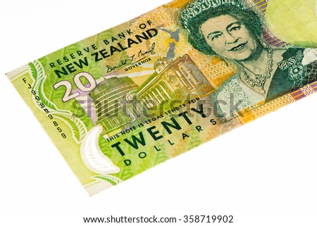 20 New Zealand dollar bank note. New Zealender dollar is the national currency of New Zealand