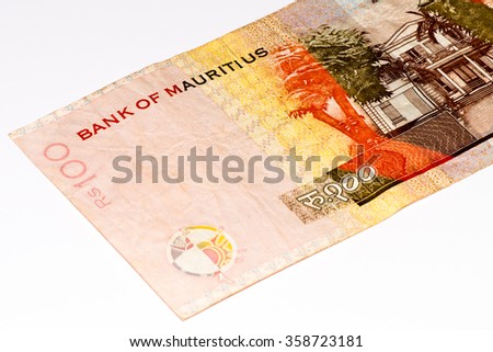 100 Mauritian rupees bank note. Mauritian rupee is the main currency of Mauritius