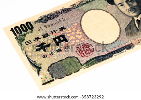 1000 Japanese yens bank note. Japanese yen is the national currency of Japan