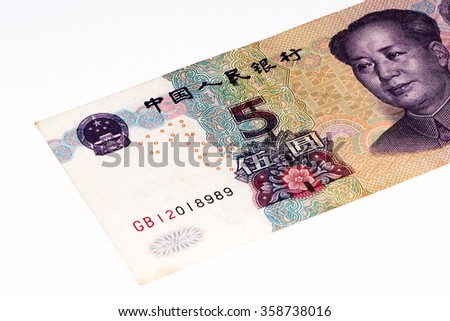 5 yuan bank note of China. Yuan is the national currency of China
