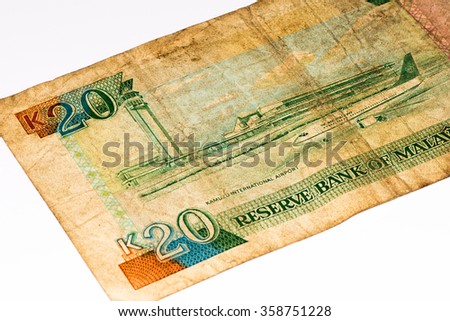 20 Malawi kwacha bank note. Malawi kwacha is the national currency in Malawi