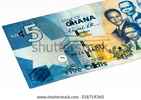 5 Ghana cedi bank note. Ghana cedi is the national currency of Ghana