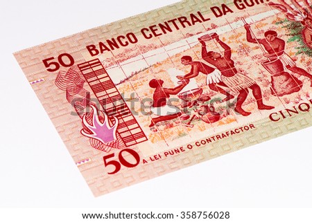 50 pesos bank note of Guine Bissau. Peso is the former currency of Guine Bissau