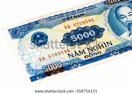5000 dong bank note of Vietnam. Dong is the national currency of Vietnam