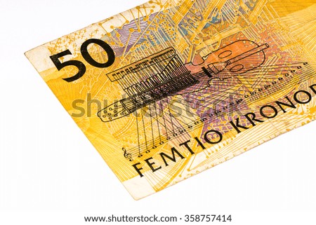 50 Swedish crown bank note. Swedish crown is the national currency of Sweden