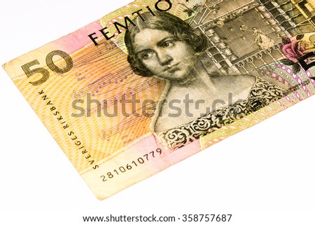 50 Swedish crown bank note. Swedish crown is the national currency of Sweden