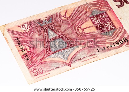 50 Czech crowns bank note. Crown is the national currency of Czech Republic