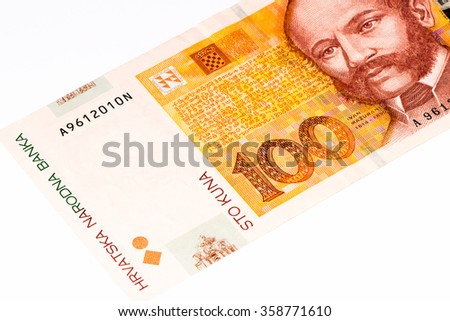 100 Croatian kunas bank note. Kuna is the national currency of Croatia