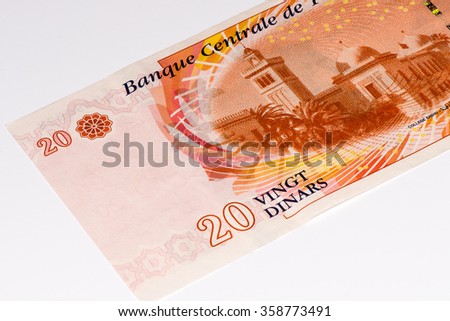 20 Tunisian dinars bank note. Tunisian dinar is the national currency of Tunisia