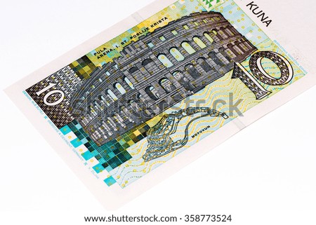 10 Croatian kunas bank note. Kuna is the national currency of Croatia