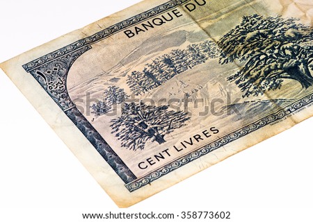 100 livre bank note. Livres is the national currency of Lebanon