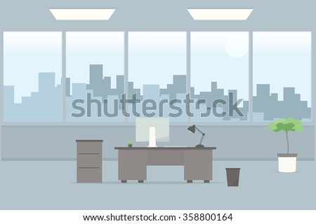 Table in empty office room  Royalty-Free Stock Photo #358800164