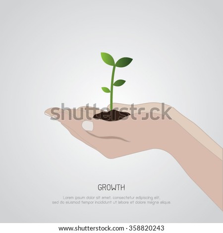 Growth concept. hands holding growing tree plant. saving environment 
