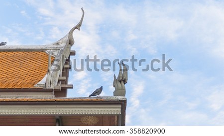 temple roof with sky, Bangkok Thailand