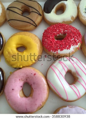 colourful donuts in the box