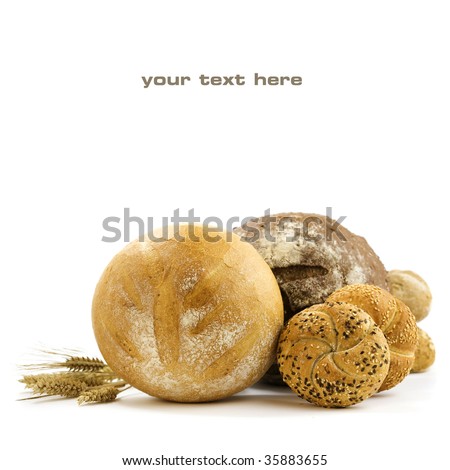 Various baking isolated on white background (with sample text)