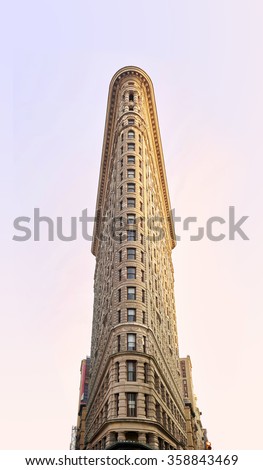 NEW YORK, USA - August 17 : Flat Iron building facade on August 17, 2015. Completed in 1902, it is considered to be one of the first skyscrapers ever built Royalty-Free Stock Photo #358843469