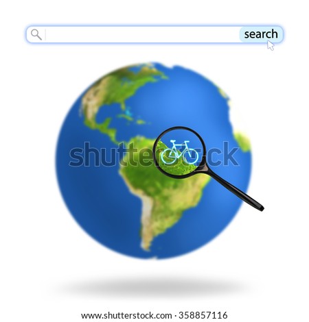 Colorful earth with magnifying glass.